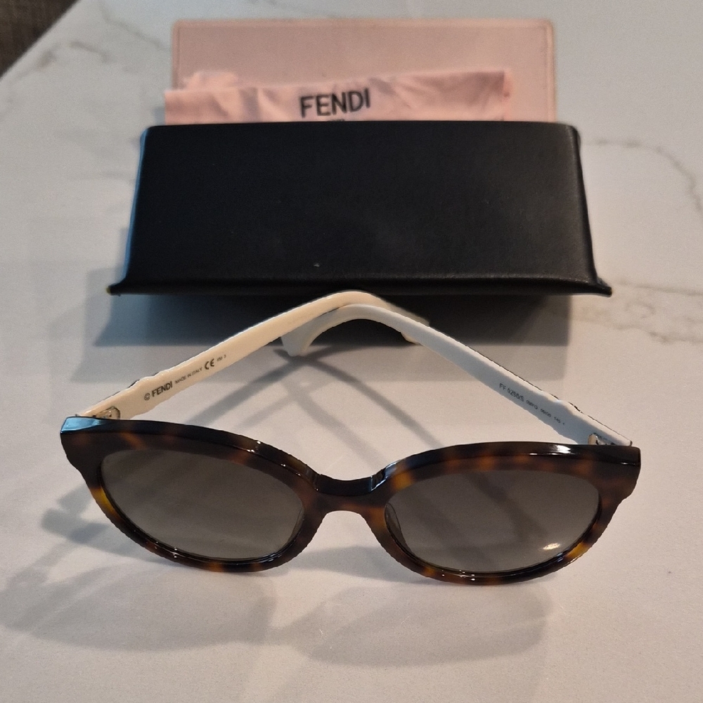 Fendi Tortoise Shell Sunglasses with Cream Arms